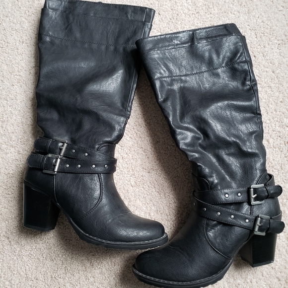 Sonoma Shoes - Sonoma Black Boots with Buckles and Chunky Heel